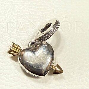 Pandora Arrow of Love Two-Tone Heart Dangle Charm – S925 ALE
